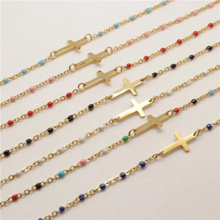 Religious%20Stainless%20Steel%20Cross%20Charms%20Bracelets%20Women%20Girls%20Gold%20Color%20Metal%20Link%20Chains%20Party%20Club%20Jewelry%20Gifts,18cm%20Long%20-%20Image%202