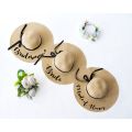 Custom Name Floppy Hats with Black Ribbon Honeymoon Beach Hat Personalized Summer Party Wide Brim Sun Hat Bachelorette Gift.