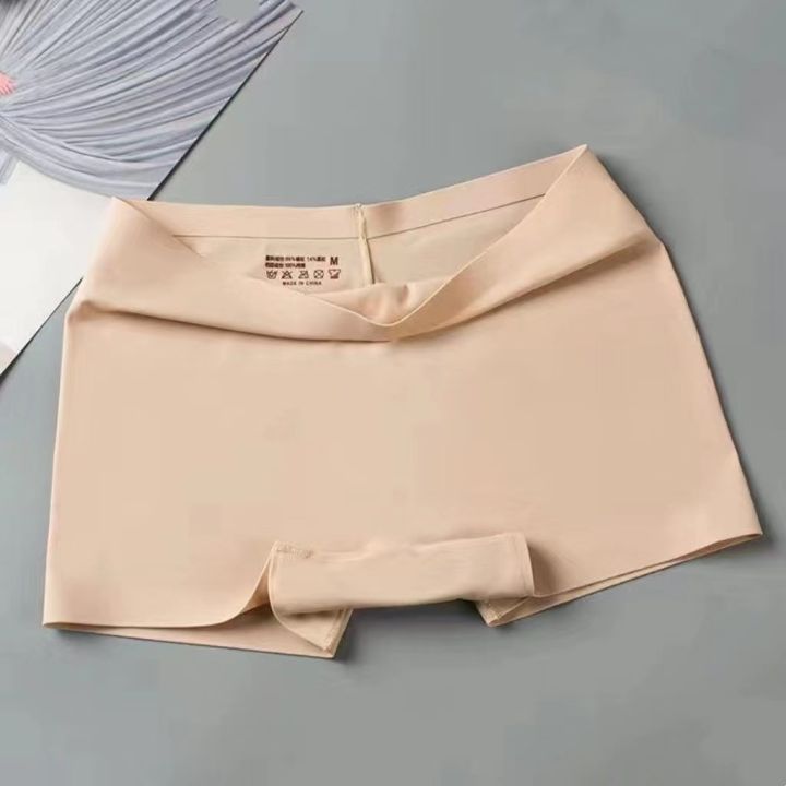 Women's%20Seamless%20Knickers%20Boy%20Shorts%20Solid%20Pattern%20Underpants%20with%20Logo%20on%20Waist%20Plain%20Dyed%20Safety%20Panties%20for%20Girls%20-%20Image%203