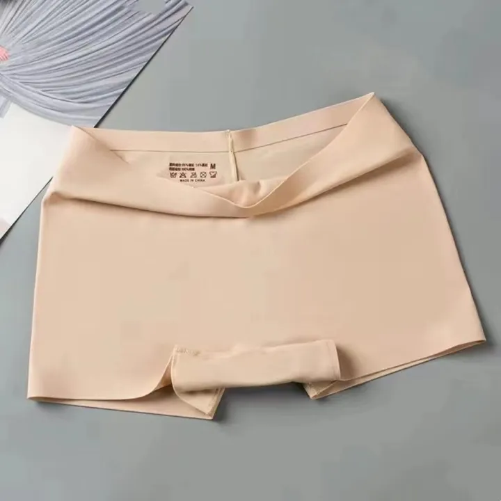 Women's%20Seamless%20Knickers%20Boy%20Shorts%20Solid%20Pattern%20Underpants%20with%20Logo%20on%20Waist%20Plain%20Dyed%20Safety%20Panties%20for%20Girls%20Under%20Wear%20-%20Image%202