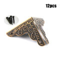 12 PCS Corner Brackets Bronze Triangle Carved Cabinets Corner Protector For Home Furniture Decor Wooden Box Edge Protect Bracket.