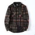 Men Long Sleeve Sherpa Lined Shirt Jacket Fleece Plaid Flannel Shirts Casual Autumn Winter Thick Warm Thermal Shirt USA Size.