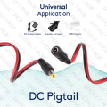 DC Power Pigtail Cable Plug 18AWG 2.1mm x 5.5mm 12V 5A DC Jack Male & Female Connector with Cable. 