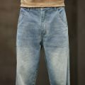 Wide Leg Jeans Men Baggy Pants Summer Straight Cut Loose Retro Blue Denim Pants Streetwear Fashion Pockets Vintage Man Clothes.