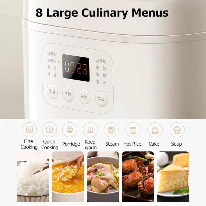 XIAOMI%20MIJIA%20Rice%20Cooker%20N1,%203L%20Multifunctional%20Rice%20Cooker,%20Slow%20Cooker,%2028%20minutes%20Fast%20Cooking%20with%20LED%20Time%20Display,%208%20Cooking%20Menus,%2024H%20Appointment%20-%20Image%204
