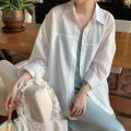 Dream DT ETOLIE Sheer Hemp Tencel Shirt Women's Spring 2024 Top Long Sleeve Loose Sunscreen Shirt. 