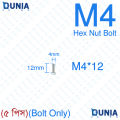 M4 SS Stainless Steel Hex Head Nut Bolts. 