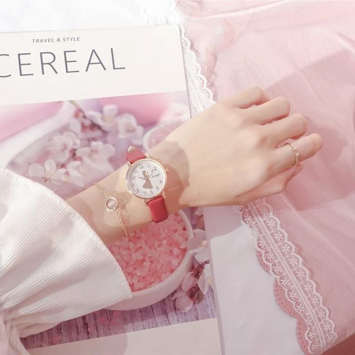 J047%20Cute%20girly%20watch%20Korean%20version%20simple%20literature%20and%20art%20small%20fresh%20white%20with%20ins%20girls%20junior%20high%20school%20students%20Japanese%20cherry%20blossom%20powder%20-%20Image%205