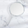 Transparent Hand Mirror Rounded Shape Makeup Mirror Hand Mirror Double-Sided Handheld Mirror 1X/3X Magnifying Mirror with Handle.