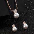 Fashion Women Elegant Imitation Pearl Necklace Earrings Rhinestones Geometry Necklaces Bride Wedding Party Jewelry Set Gifts New. 