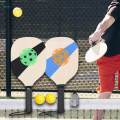 Wooden Pickleball Paddles Set with Beginner Racket 40cm Long 19cm Wide 2 Paddles 2 Pickle Balls Portable. 