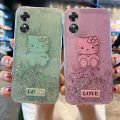 Phone Case For OPPO A17 Back Cover Shiny Ring Case Glitter Soft Transparent Hello Kitty Cases for OPPO A17 Back Cover Stars Moon Girls.