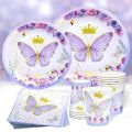 Purple Butterfly Disposable Tableware Napkin Butterfly Birthday Party Decor Girl Baby Shower Baptism Gender Reveal Supplies. 