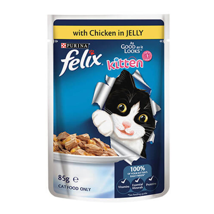 Purina Felix Kitten Cat Food Chicken In Jelly 85gm