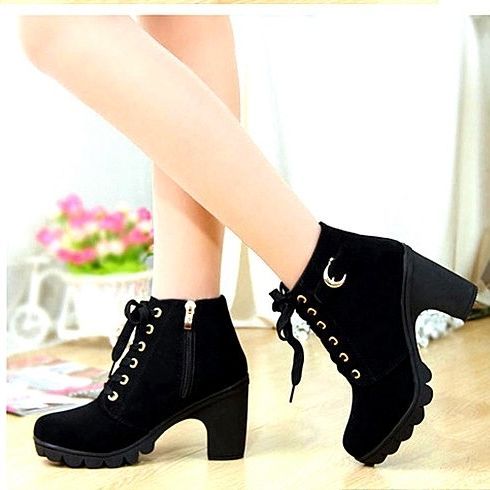 Korean%20fashion%20boots%20for%20women%20ladies%20ankle%20Pointed%20Toe%20Short%20Boots%20Casual%20box%20Heels%20Shoes%20-%20Image%203