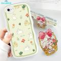 ZeroQiQi for OPPO A71 Back Cover With Free Holder Flower Bunny Wavy Phone Case Camera Protection Transparent TPU Soft Cover for Girls.