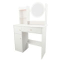 Dressing Table 2 Drawers White Vanity Desk Strong Multifunction Multiple Shelves Modern with Mirror and Lights for Bedroom. 
