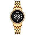 SKMEI 1669 Golden Stainless Steel Digital Watch For Women - Golden. 