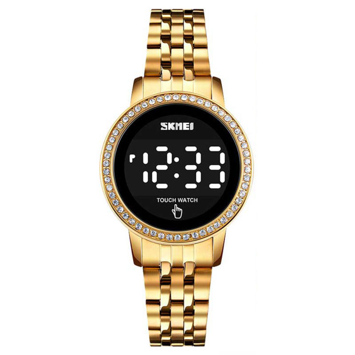 SKMEI 1669 Golden Stainless Steel Digital Watch For Women - Golden