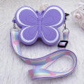 Cute Silica Bow Children's Mini Shoulder Bags Candy Color Baby Girls Coin Purse Handbags Rainbow Strap Kids Crossbody Bag.