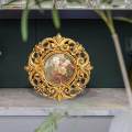 Resin Photo Frame Tabletop or Wall Display Decors, Hand Carved Floral Picture Frame with Easel Stand and Hook for Hallway, Bedroom, Wall Decor.