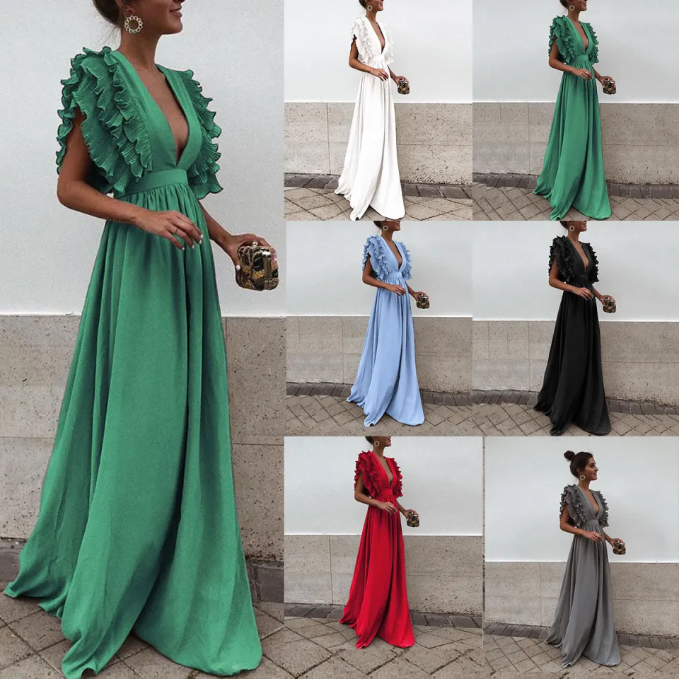 2023 Women's Dress Korean Fashion V-Neck Skirt Oversize Black Vintage  Elegant Party Dress White Evening Dresses Long Robe | Daraz.com.bd