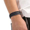 Men Leather Bracelet Classic Fashion Tiger Eye Beaded Multi Layer Leather Bracelet For Men Jewelry Gift.