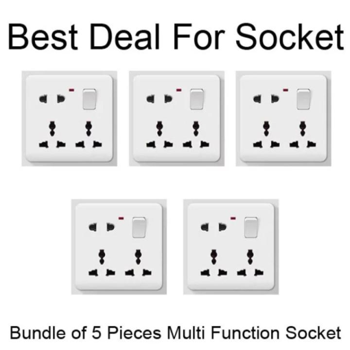Bundle of 5 Pieces Multi Function Universal Wall Socket - 8 Pin Socket