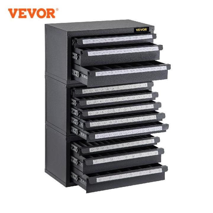 VEVOR Stackable Drill Bit Dispenser Organizer Cabinet 3 Pieces Kit 3/5-Drawer Workshop Hardware Auto Car Maintenance Storage Box