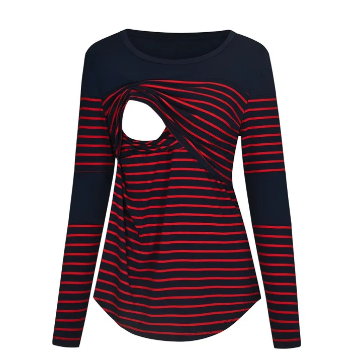 Pregnancy%20Maternity%20Clothes%20Women%20Maternity%20Casual%20Striped%20Nursing%20Tops%20T-shirt%20Breastfeeding%20Tops%20Pregnant%20Women%20-%20Image%207