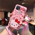 Cartoon Cute Hello Kitty Pink Case For OPPO A15s A15 A54 A9  A5  A7 A5s A12 A3s A12e A1K A53  A32 A33  A92 A52 A31 A37 A93 A39 A57 Reno4 F Reno4  Lite Realme C2 with Doll Holder Stand Crossbody Bag Silicone Soft Cover Casing. 