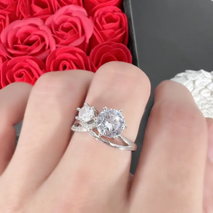 Temperament%20Silver%20Solid%20Imitation%20Moissanite%20Gemini%20Ring%20Couple%20Pair%20Ring%20Platinum%20Plated%2018K%20Double%20Diamond%20Engagement%20Ring%20-%20Image%202