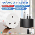 SMATRUL - WiFi Smart Socket - 16/20A - Power Monitor - UK Plug - Wifi+Bluetooth Dual Mode - Tuya/Alexa/Google Home.