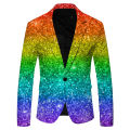 Shiny Sequin Suit Jacket Men'S Stage Performance Coat Blue Red Purple Blazers V-Neck Nightclub Tuxedo Wearhouse.