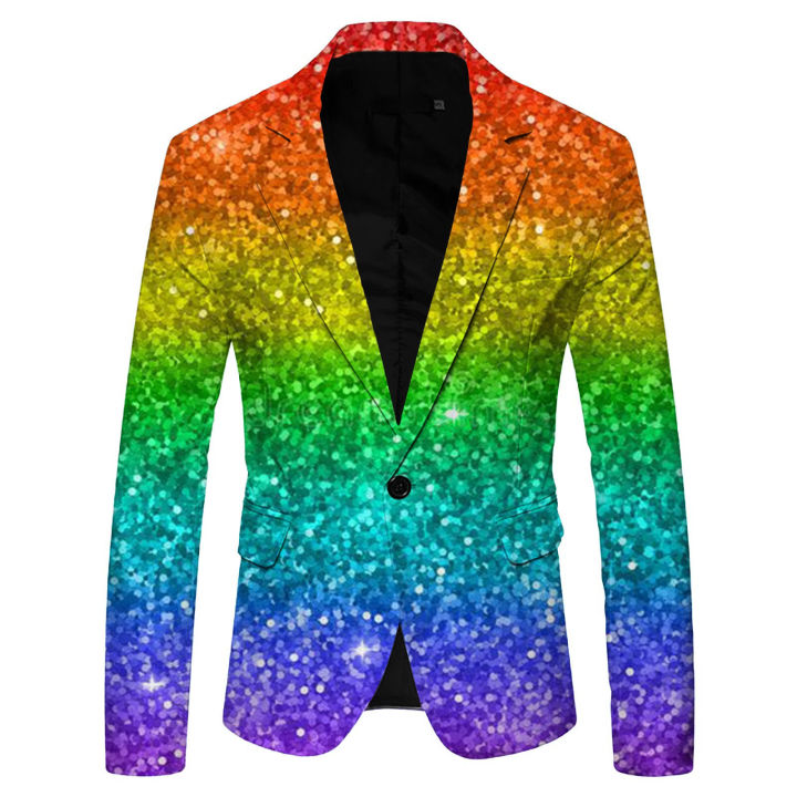 Shiny%20Sequin%20Suit%20Jacket%20Men'S%20Stage%20Performance%20Coat%20Blue%20Red%20Purple%20Blazers%20V-Neck%20Nightclub%20Tuxedo%20Wearhouse%20-%20Image%204