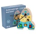 Wooden Busy Board with LED Light Montessori Toys for Toddler 1-3Y Baby Sensory Educational Travel Toggle Switch Toy Kids Gift.