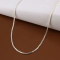 40cm-60cm Thin Real 925 Sterling Silver Slim Box Chain Necklace Women Girls Children 16-24inch Jewelry kolye collares collier. 