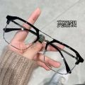 Myopia glasses, handsome men, double-beam half-frame, can be equipped with power, anti-blue light, anti-optics, eye protection, flat frames, women's tide. 