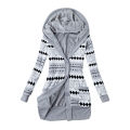 Women Cardigan Hooded Buttons Closure Hooded Plush Lining Sweater Cardigan.