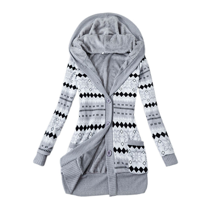 Women%20Cardigan%20Hooded%20Buttons%20Closure%20Hooded%20Plush%20Lining%20Sweater%20Cardigan%20-%20Image%202