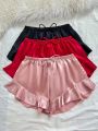 Premium Silk Ruffle Trim Shorts – Regular Fit Sleepwear.