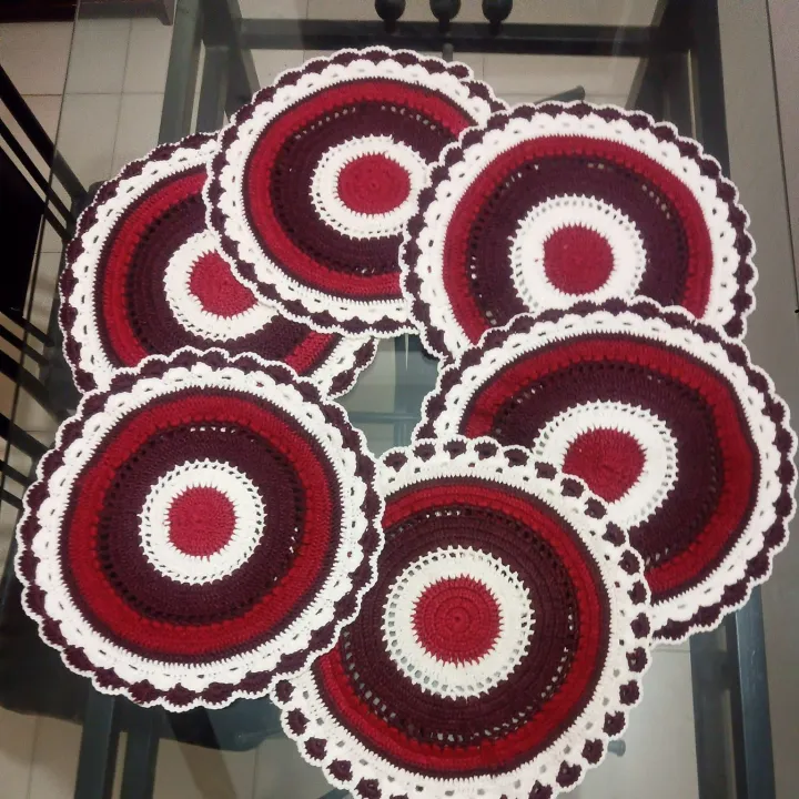 CROCHET%20DECOR%20Dining%20Table%20mat%20set,%206%20pcs%20Doily%20Plate%20mat%2014%20inch%20-%20Image%202
