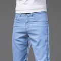 Brand Clothing Summer Lyocell Jeans Men Thin Loose Straight Stretch Denim Pants Light Blue Classic Trousers Large Size 40 42 44. 