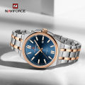 NAVIFORCE 9226 Men's Water Resistance Classic Quartz Watch Stainless Steel Band Wristwatches Business Fashion Casual Watch- Two Tone Blue. 