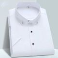 High Quality Non-ironing Mens Dress Shirt Short Sleeve New Solid Male Clothing Fit Business Shirts White Blue Navy Black Yyqwsj. 