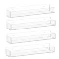 Wall Mounted Spice Rack Organizer,Clear Acrylic Spice Shelf Storage Holder for Wall Kitchen Pantry Cabinet Door 4 Pack.
