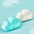 Kawaii Clocks Clouds Alarm Clock Voice Control Led Clock Bedside Snooze Electronic Clock Calendar Table Clock Digital Clock. 