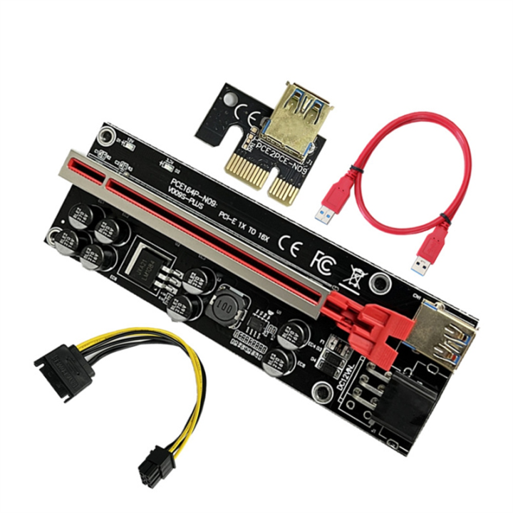 VER009S Plus PCI-E Riser Card 009S Plus PCIE X1 to X16 4Pin 6Pin USB 3.0 Cable for Graphics Card GPU Miner Mining B