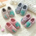 Non-slip Children Home Slippers Baby Warm Cotton Indoor Shoes 2021 Winter Cartoon Dinosaur Kids Slippers Boys Girls Flops Soft. 