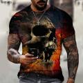 The Horror Series Skull And Crossbones Brand Men's Clothing 3D Printing O-neck T-shirt Street Fashion Fashion Loose Oversize. 